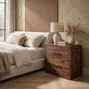 Fery Nightstand with 2 Drawers | Black Metal | Walnut Brown Wood 24"