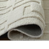 Risa Casual Medium Area Rug with Geometric Textured Design | Ivory Wool 5x7