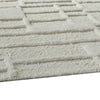 Risa Casual Medium Area Rug with Geometric Textured Design | Ivory Wool 5x7