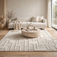 Risa Casual Medium Area Rug with Geometric Textured Design | Ivory Wool 5x7