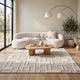 Risa Casual Medium Area Rug with Geometric Textured Design | Ivory Wool 5x7
