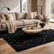 Maro H&-Tufted Medium Area Rug with White Geometric Design | Black Wool 5x7