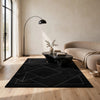 Maro H&-Tufted Medium Area Rug with White Geometric Design | Black Wool 5x7
