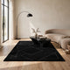 Maro H&-Tufted Medium Area Rug with White Geometric Design | Black Wool 5x7