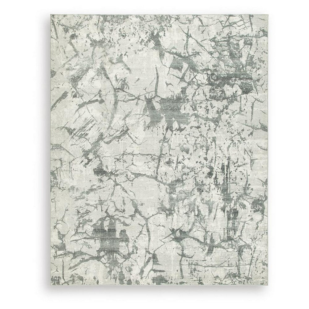 Toby Modern Washable Large Area Rug with Abstract Patterns | Gray Faux Fur 8x10