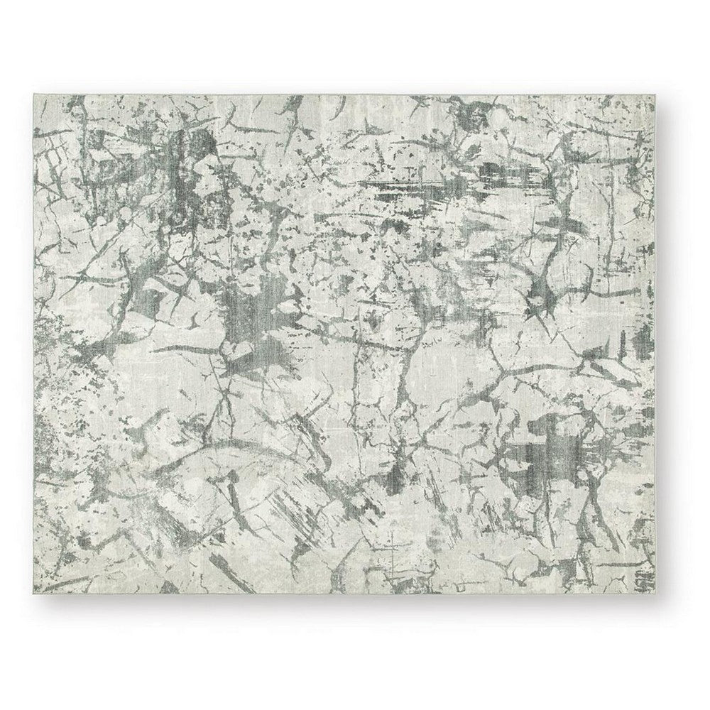 Toby Modern Washable Large Area Rug with Abstract Patterns | Gray Faux Fur 8x10