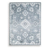 Avans Traditional Washable Large Area Rug | Gray-Ivory Motifs | Blue Polyester 8x10