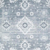Avans Traditional Washable Large Area Rug | Gray-Ivory Motifs | Blue Polyester 8x10