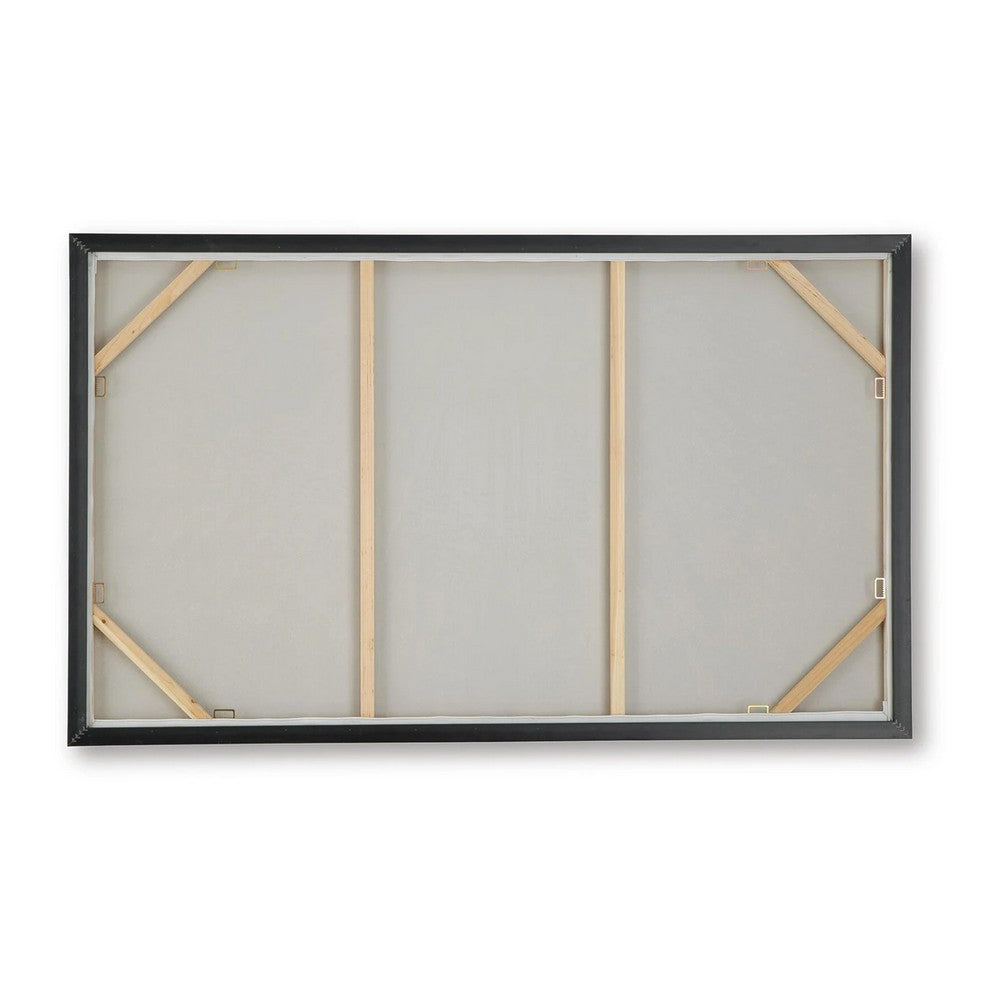 Waldy Wall Art with Abstract Sunbeam Design | Champagne Framed Canvas 36x60