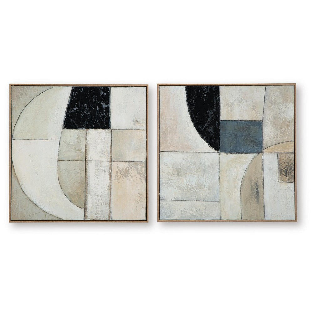 Bexy Abstract Wall Art | Set of 2 | Geometric Accent | Multicolor Canvas 30x30