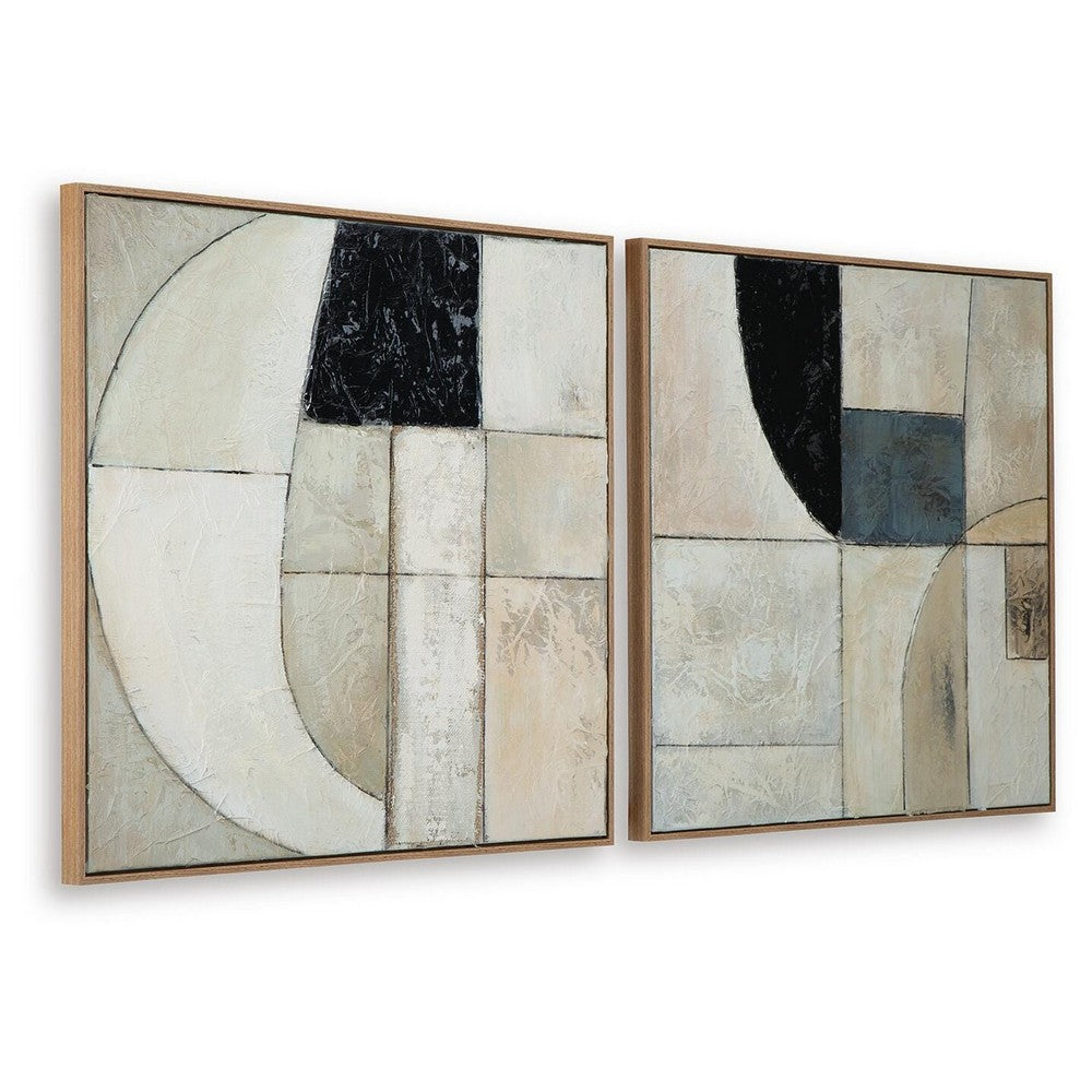 Bexy Abstract Wall Art | Set of 2 | Geometric Accent | Multicolor Canvas 30x30