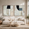 Bexy Abstract Wall Art | Set of 2 | Geometric Accent | Multicolor Canvas 30x30