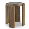 Rhya Accent Table with Round Marble Top | Arched Legs | Brown Mango Wood 22"