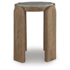 Rhya Accent Table with Round Marble Top | Arched Legs | Brown Mango Wood 22"