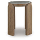 Rhya Accent Table with Round Marble Top | Arched Legs | Brown Mango Wood 22"