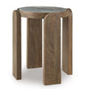 Rhya Accent Table with Round Marble Top | Arched Legs | Brown Mango Wood 22"