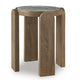 Rhya Accent Table with Round Marble Top | Arched Legs | Brown Mango Wood 22"