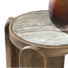 Rhya Accent Table with Round Marble Top | Arched Legs | Brown Mango Wood 22"