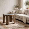 Rhya Accent Table with Round Marble Top | Arched Legs | Brown Mango Wood 22"
