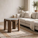 Rhya Accent Table with Round Marble Top | Arched Legs | Brown Mango Wood 22"