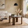 Rhya Accent Table with Round Marble Top | Arched Legs | Brown Mango Wood 22"