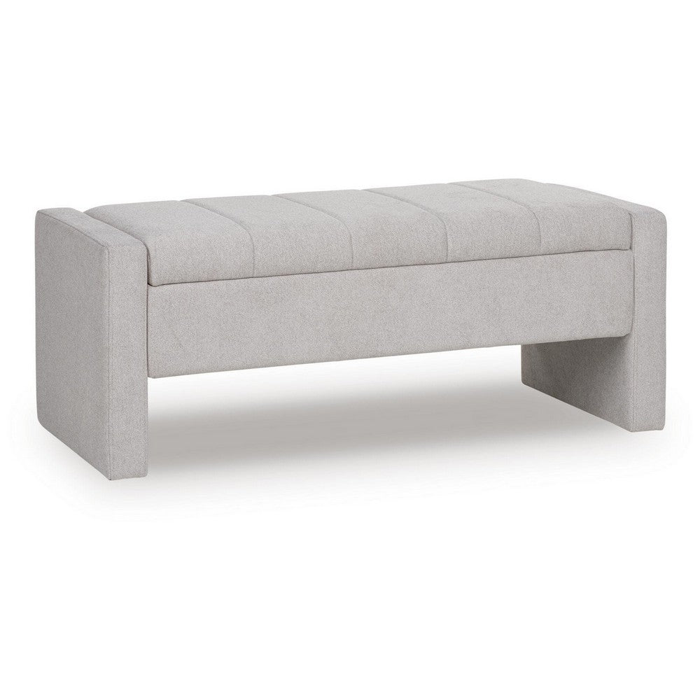 Aksa Modern Bench with Hidden Storage | Gray Channel-Tufted Polyester 50"
