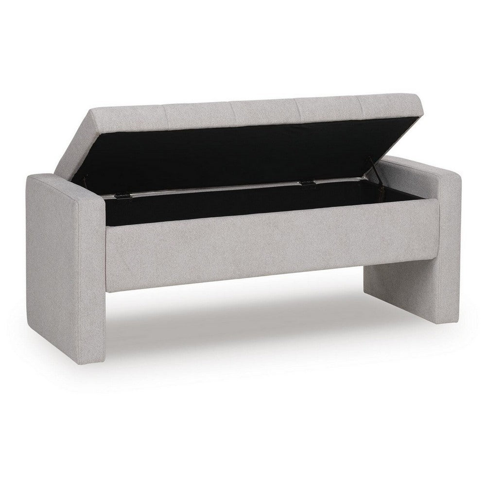 Aksa Modern Bench with Hidden Storage | Gray Channel-Tufted Polyester 50"