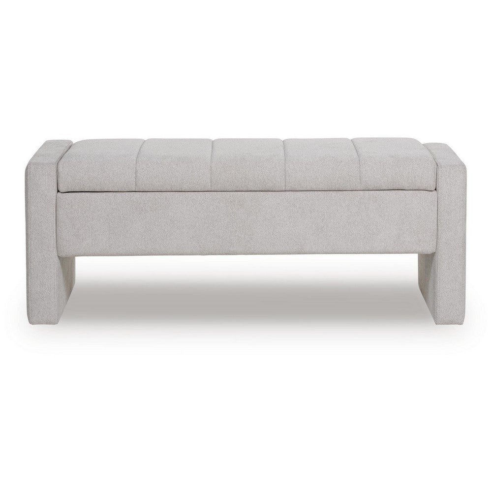 Aksa Modern Bench with Hidden Storage | Gray Channel-Tufted Polyester 50"