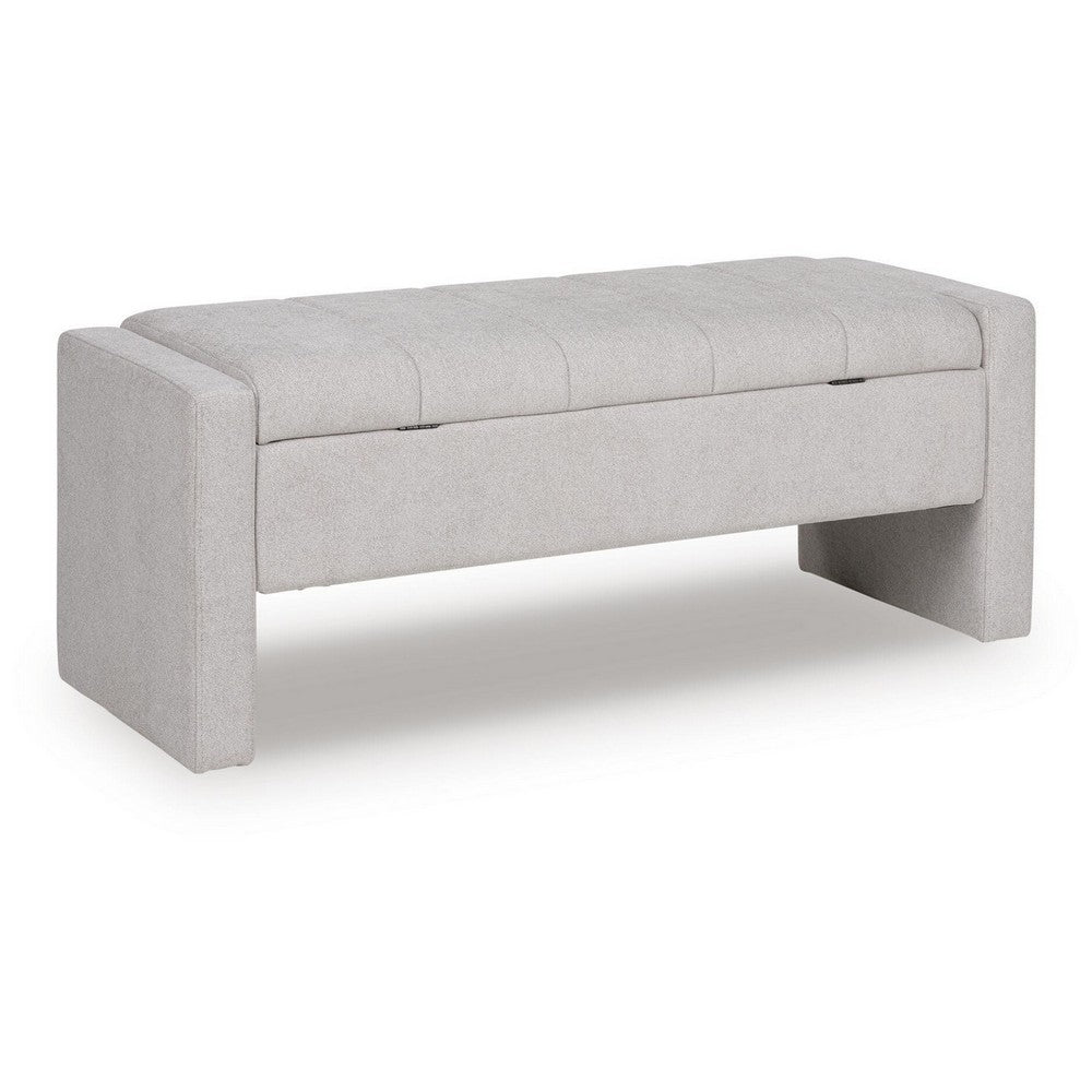 Aksa Modern Bench with Hidden Storage | Gray Channel-Tufted Polyester 50"
