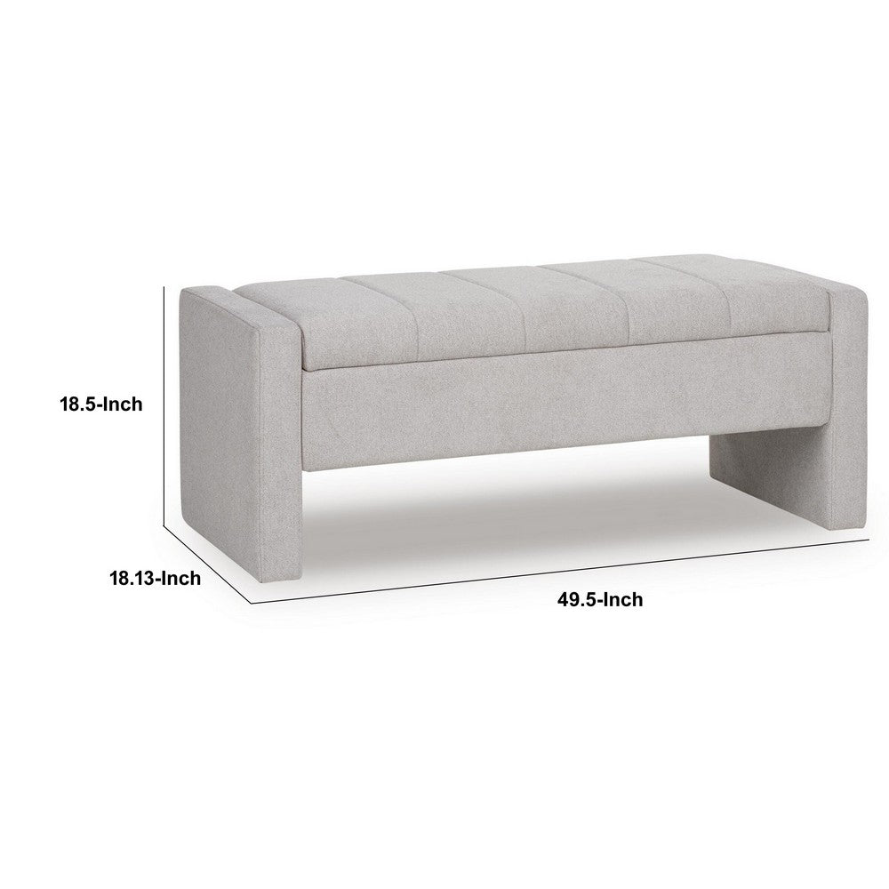 Aksa Modern Bench with Hidden Storage | Gray Channel-Tufted Polyester 50"