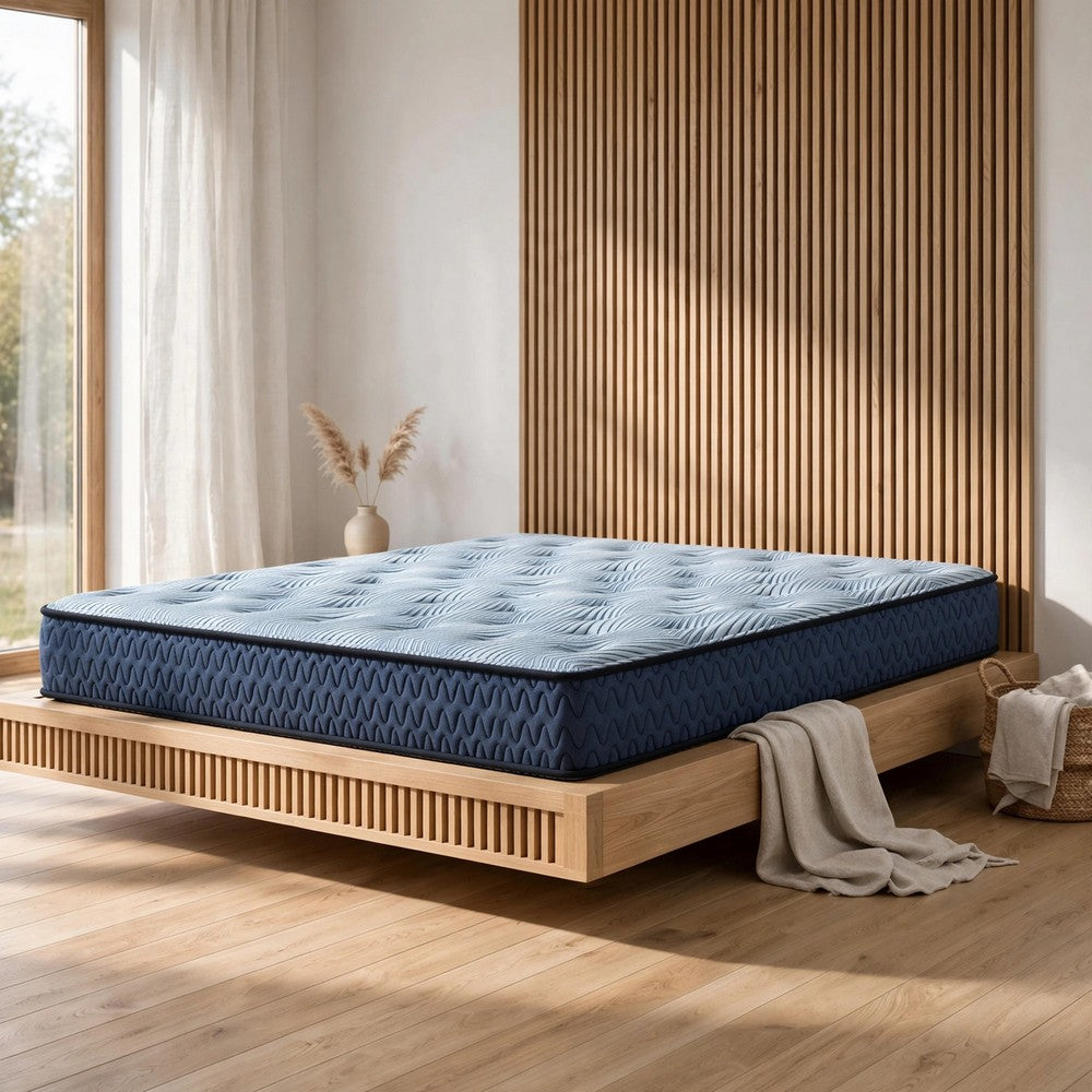 Peko Hybrid Twin Mattress with Bonnell Coil System | Light Blue Fabric 8"