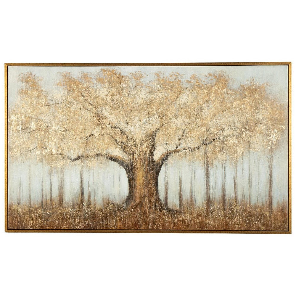 Davy Autumn-Tree Wall Art with Gold Foil Accent | Brown | Canvas 36x60