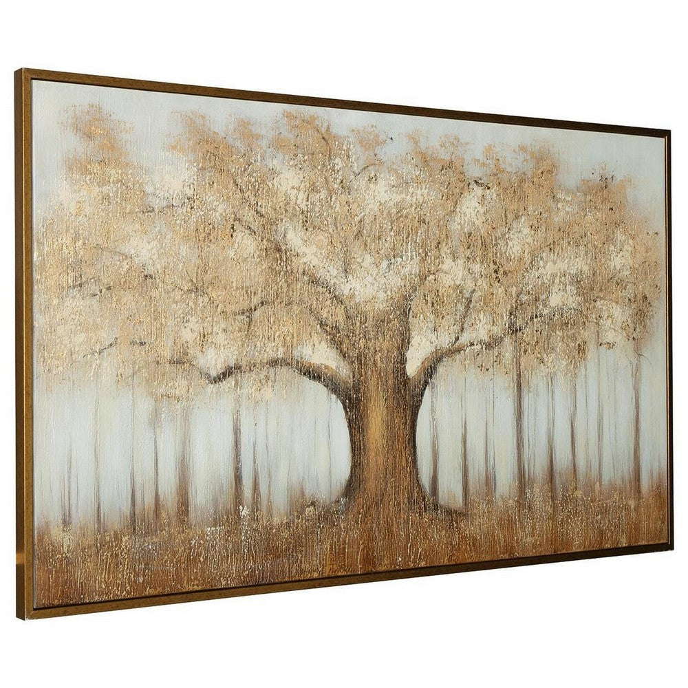 Davy Autumn-Tree Wall Art with Gold Foil Accent | Brown | Canvas 36x60