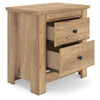 Maki Nightstand with 2 Drawers | Built-In USB Charging | Brown Wood 25"