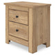 Maki Nightstand with 2 Drawers | Built-In USB Charging | Brown Wood 25"