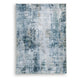 Arian Abstract Medium Area Rug | Faux Fur | Built-In Memory Foam | Blue 5x7