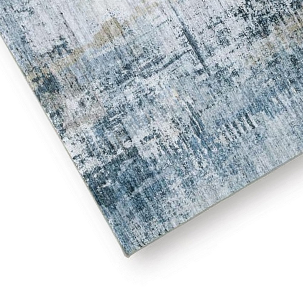 Arian Abstract Medium Area Rug | Faux Fur | Built-In Memory Foam | Blue 5x7