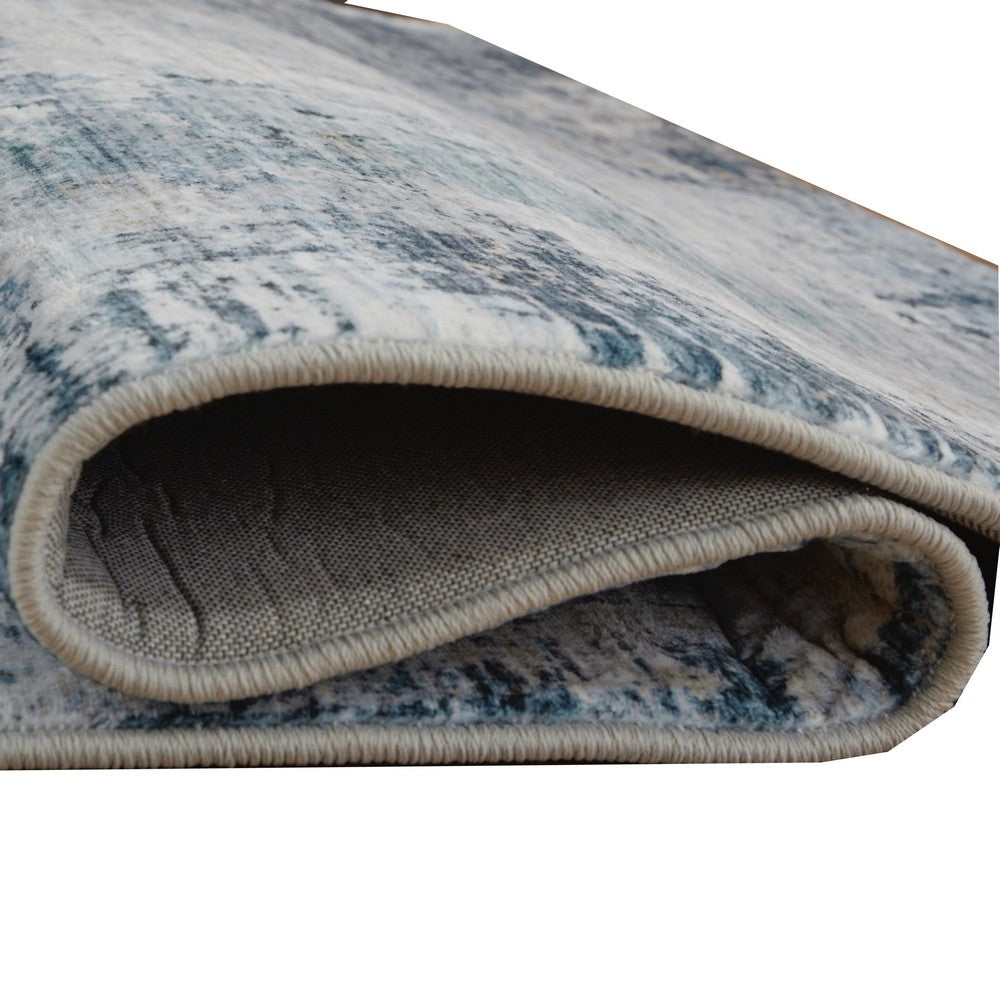 Arian Abstract Medium Area Rug | Faux Fur | Built-In Memory Foam | Blue 5x7