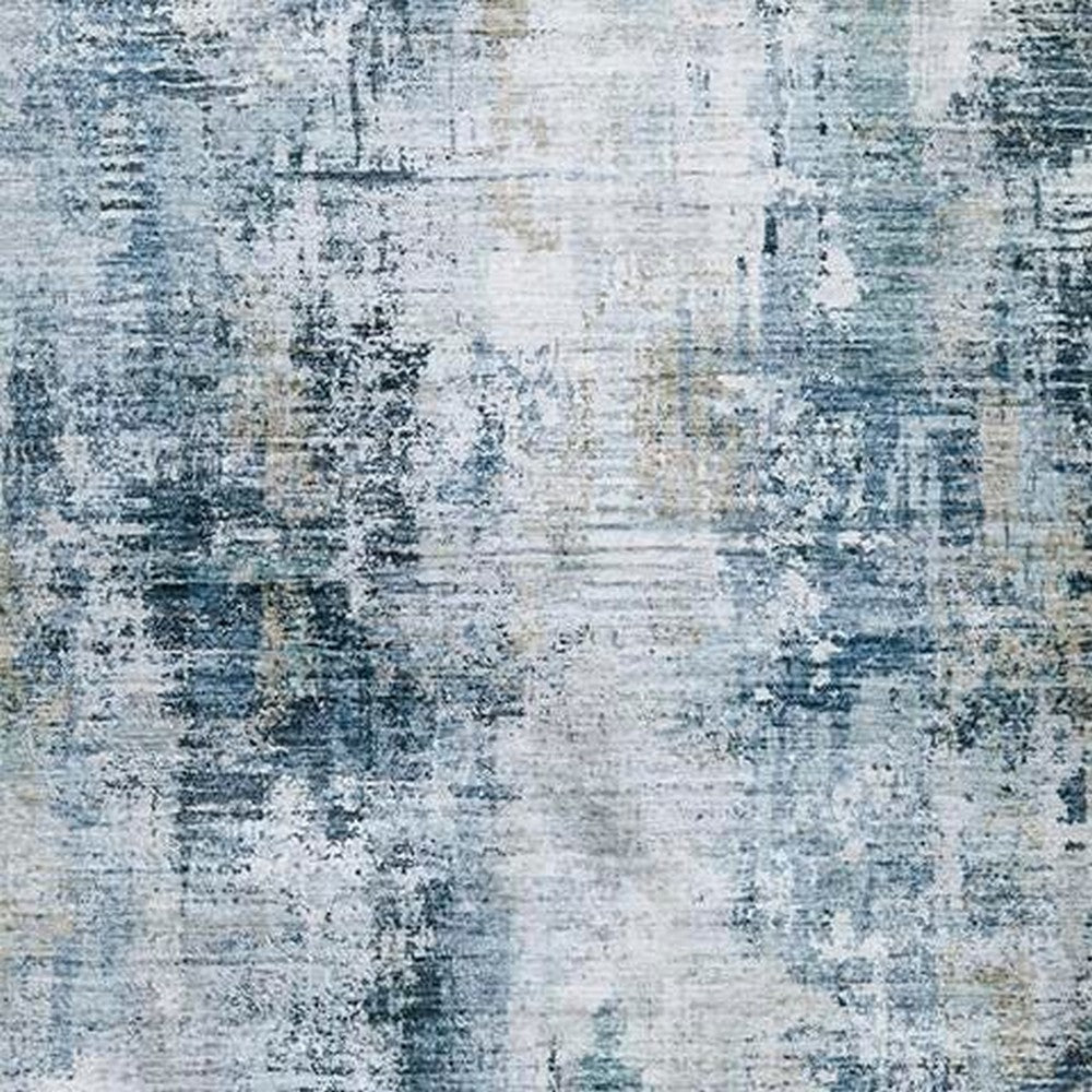 Arian Abstract Medium Area Rug | Faux Fur | Built-In Memory Foam | Blue 5x7