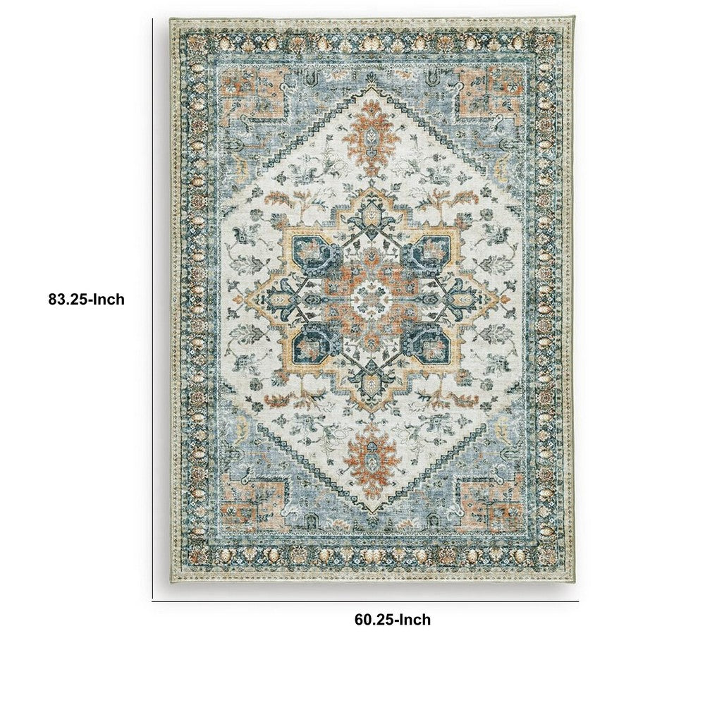 Wally Medium Area Rug with Medallion Motifs | Memory Foam | Multicolor Faux Fur 5x7