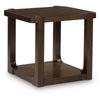 Kemu Square Side End Table with Open Shelf Storage | Dark Brown Wood 27"