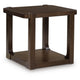 Kemu Square Side End Table with Open Shelf Storage | Dark Brown Wood 27"