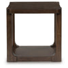 Kemu Square Side End Table with Open Shelf Storage | Dark Brown Wood 27"