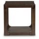 Kemu Square Side End Table with Open Shelf Storage | Dark Brown Wood 27"