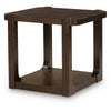 Kemu Square Side End Table with Open Shelf Storage | Dark Brown Wood 27"