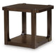 Kemu Square Side End Table with Open Shelf Storage | Dark Brown Wood 27"
