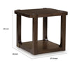 Kemu Square Side End Table with Open Shelf Storage | Dark Brown Wood 27"