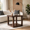 Kemu Square Side End Table with Open Shelf Storage | Dark Brown Wood 27"