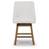 Cabal Swivel Barstool Chair | Set of 2 | Oatmeal Polyester | Brown Solid Wood