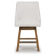 Cabal Swivel Barstool Chair | Set of 2 | Oatmeal Polyester | Brown Solid Wood